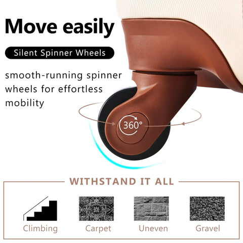 Close-up of Tough As Nails 3 Piece ABS Hardside Luggage Set With Spinner Wheels showing a smooth rolling 360-degree spinner wheel.