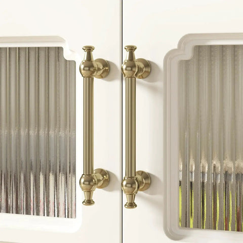 10 Pack 3 Inch Champagne Bronze Cabinet Handles Oval Bar Pulls with Rounded Corners on white cupboard doors