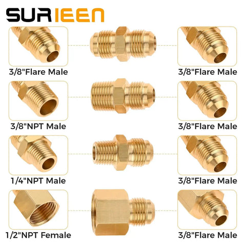 Assorted brass adapters for Low Pressure Propane Regulator Kit with POL Plug Adapter for Barbecue Grills and Camp Stoves