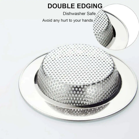Stainless Steel Kitchen Sink Strainer Set 4.5 Inch Wide Rim Drain Strainers Heavy Duty Rust Resistant with micro-perforated design