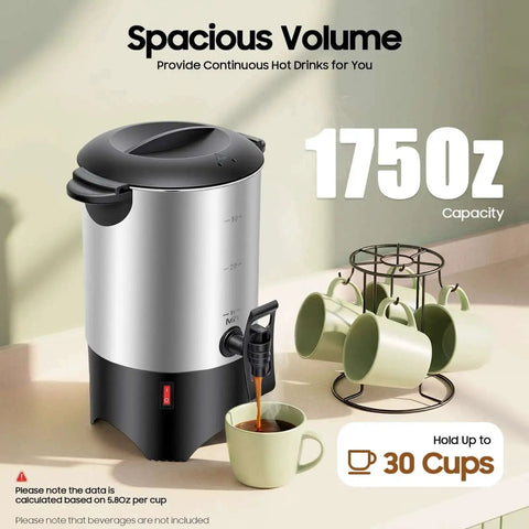 5.2L Heavy Duty Large Capacity Commercial Coffee Urn With Quick Brew For Offices, Catering And Churches, 30-Cup Percolator