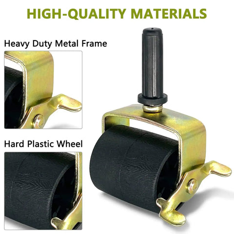 Close-up of a Six Piece Heavy Duty Locking Metal Casters for Bed Frame Replacement Wheels with secure locks and standard socket stems