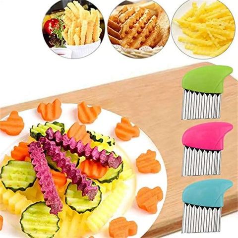 Yellow Stainless Crinkle Cutter For Veggies And Fries Strong Long Lasting Potato Carrot Chip Slicer Durable Kitchen Gadget