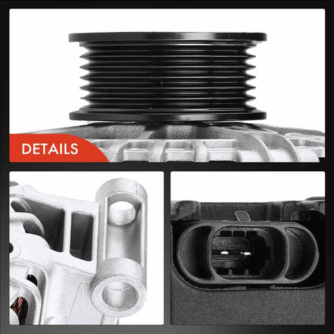 Close-up of 6-groove pulley and mounting details for Beefed Up 12V 125A Alternator For Chevy Colorado 2007 To 2012 GMC Canyon Hummer H3.