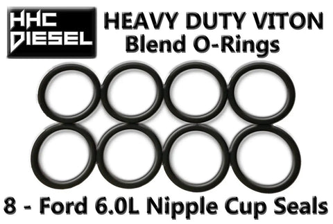 Heavy duty Viton seals for Ford 6.0L Nipple Cup Master Kit Leakproof Deflector Set displayed on white background.
