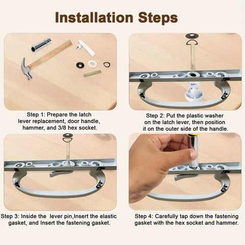 Installation steps for Metal Sliding Door Latch Lever Replacement Parts For Jeld Wen Sliding Door Handle 1-3/8 Inch Pin White Durable Alloy
