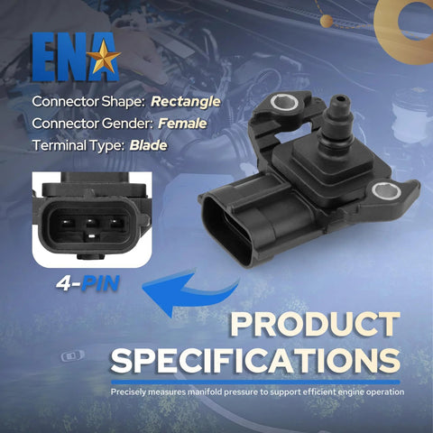 ENA Manifold Absolute Pressure (MAP) sensor, 4-pin rectangular connector, black plastic housing