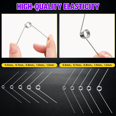 Amazon Ninoge torsion springs assortment set, stainless steel, 120 pcs, 30 sizes with individual bags for DIY repairs