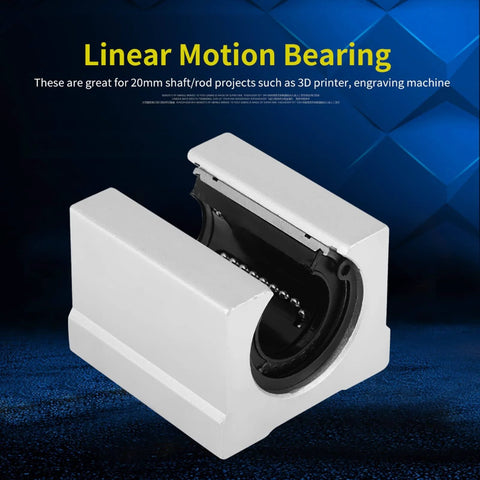 Four Pack 20Mm Aluminum Open Linear Bearings For SBR20 Rails With 20Mm Bore 39Mm Outer Diameter And 11Mm Thick Ultra Smooth Low Noise CNC Slide Bushing Blocks For DIY 3D Printer And Engraving Machine, close-up of one bearing.