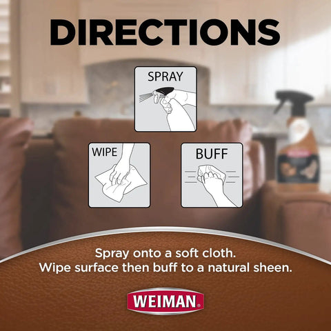 Directions for using Leather Care 3 In 1 Cleaner Conditioner And UV Protector For Cars Furniture Shoes Purses And Handbags 2 Pack.