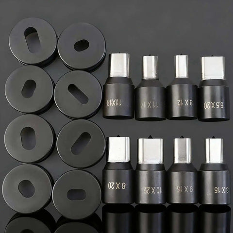 Heavy Duty Hydraulic Oval Hole Punch Die For CH-70 System Replacement 11x18mm for metal sheets in various sizes, durable chrome steel build.