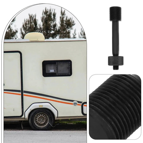Hydraulic Hole Punch Kit With Locking Rod Cap For Metal Sheets And Electrical Conduit Cutter Set shown near a camper.