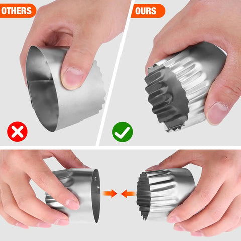 Comparison of crimping quality between regular and Heavy Duty 5 Blade Hand Crimper For Gutter And Sheet Metal Crimping 22 To 28 Gauge Stainless Steel Ductwork HVAC Downspouts Stove Pipes With Rust Resistant Ergonomic Handle For Fast Consistent Crimps And Long Lasting Performance ValueMax