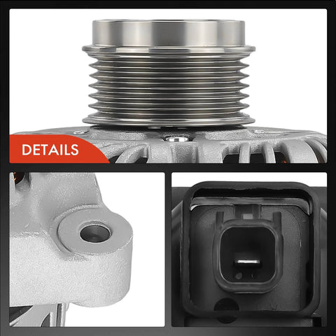 Close-up of 12V 105A Alternator For Honda Fit 2017 2018 2019 2020 Automatic CVT showing pulley and connector details