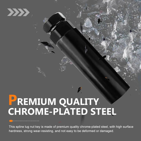 Beefy 6 Spline Lug Nut Socket, premium chrome-plated steel, lock key replacement tool for 21mm and 22mm lug nuts