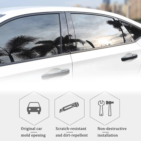Jeep Cherokee B Pillar Trim Molding 6 Pieces Compatible 2014-2022 PC Durable installed on side of white car