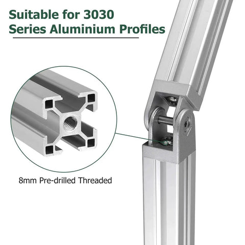2 Pcs Die Cast Zinc Alloy Pivot Joint Connectors For 3030 Aluminum Extrusion Profiles 180 Degree Adjustable Corner Brackets