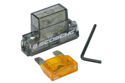 Inline Fuse Holder For 4 Or 8 Gauge Power Wire With 40 Amp And 80 Amp Maxi Fuses Included Beefy Protective Cover Corrosion Resistant Platinum Finish High Current Wiring Accessory With Lifetime Tech Support