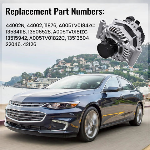 130 Amp Alternator Direct Fit For Chevy Malibu 2016 To 2020 1.5L And Cruze 2016 To 2019 1.4L With 5 Groove Decoupler Pulley Replacement
