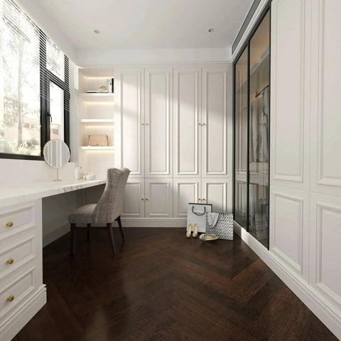 Elegant room with 8 Pack Gold Brushed Brass Cabinet Knobs And Drawer Pulls For Kitchen Cupboards on white cabinetry.