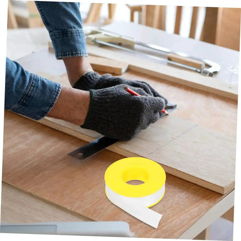 High Temp PTFE Sealing Tape Thread Sealant For Water Leaks near hands measuring wood with gloves