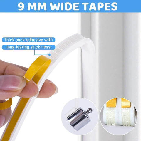Self adhesive rubber seal strip, 9 mm wide, with back-adhesive feature for doors and windows. Door And Window Weather Stripping For No More Drafts And Maximum Noise Reduction, Soundproof Insulation, Self Adhesive Rubber Seal Strip, 16.5 Ft White, Easy Fit And Durable, By CloudBuyer.