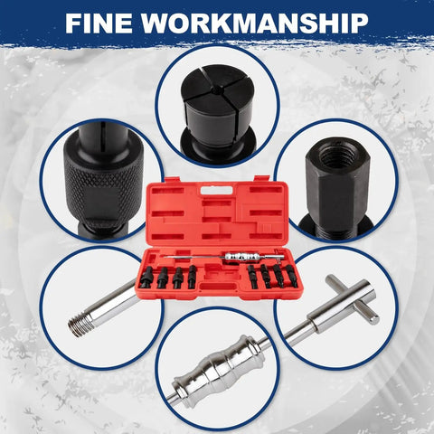 Blind Hole Bearing Puller Set With Slide Hammer And Expandable Collets 8 To 32 Millimeters for automotive and machinery use.