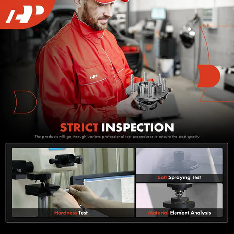 Technician performing strict inspection on rear wheel bearing and hub assembly for Ford Transit Connect 2014-2018.