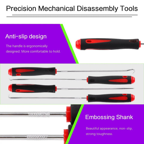 Handles and shanks of anti-slip precision mechanical tools from 13 Inch Snap Ring Pliers Kit With Pick And Hook Set, Heavy Duty Internal External Circlip Oil Seal Pliers, Ring Remover And Retaining Tool Set, Includes Eight Pliers And Four Precision Picks For Small Parts Repair
