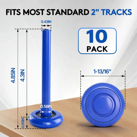 10 Pack 2 Inch Nylon Garage Door Rollers With 6200-2RS Bearings And 4 Inch Carbon Steel Stem, product sizes visible
