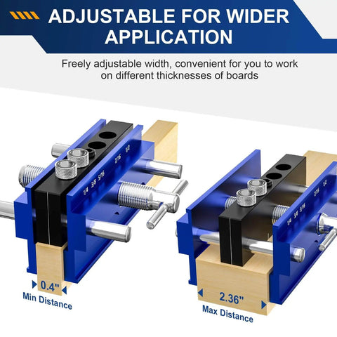 Self Centering Dowel Jig Kit With Drill Guide And 6 Drill Bushings, Pro Grade Doweling Jig For Woodworking, adjustable width