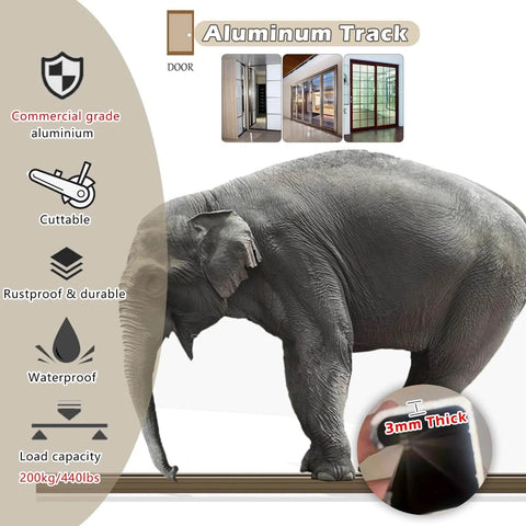 Elephant standing on Heavy Duty Sliding Barn Door Hardware Track Kit Exterior With Low Profile Pocket Door Rail