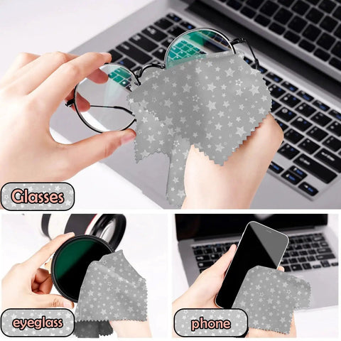 Six Pack Microfiber Cleaning Cloths For Eyeglasses And Devices Moon Star Pattern cleaning glasses and screens