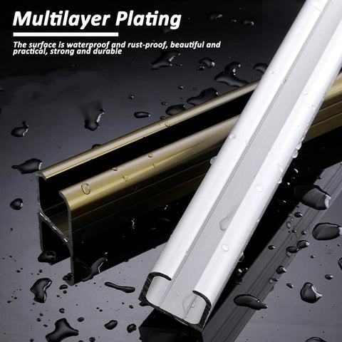Heavy Duty Aluminum Pocket Door Hardware Kit With Quiet Rollers, showing waterproof, rust-proof multilayer plating on glossy surface