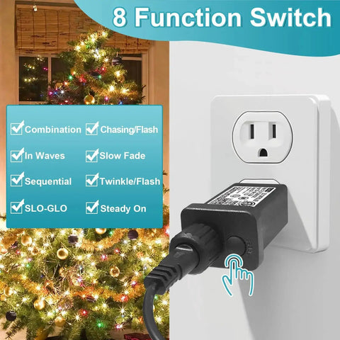 Image of Premium 24V LED Power Supply With Eight Modes For Versatile Lighting IP44 Waterproof Class 2 Transformer 6W 0.25A Built For Christmas Lights and socket.