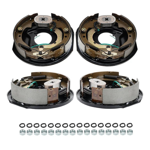 Youxmoto trailer electric brake assemblies kit, four units (2 RH, 2 LH), 10x2-1/4 for 3,500 lb trailer axles.