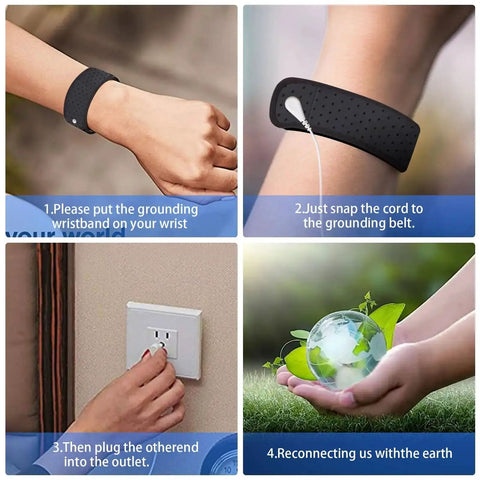 Instructions for using the Grounding Mat Kit For Sleep, Energy And Balance With Earth Connection Therapy and wrist strap