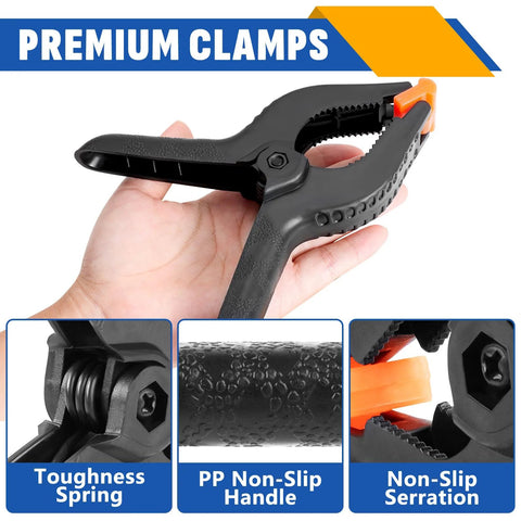 10-pack 6-inch black plastic spring clamps for crafts, backdrop stands, and photography