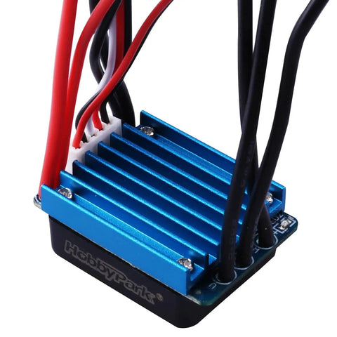 Beefy Sensorless 4800KV Brushless Motor And 25A ESC Combo for 1/18 and 1/16 RC Cars with blue cooling fins and wires
