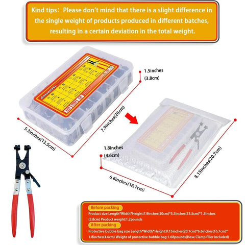 242 Piece Set Spring Band Hose Clamp Assortment Kit 6 To 25 Mm With Hose Clamp Pliers Black And Color Zinc Plated Hose Clips