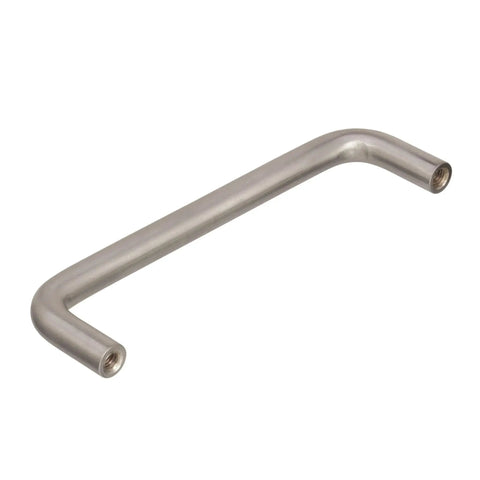 Brushed Chrome Cabinet Pull 4 Inch Center To Center Contemporary Drawer Handle for cabinets and furniture, angled view