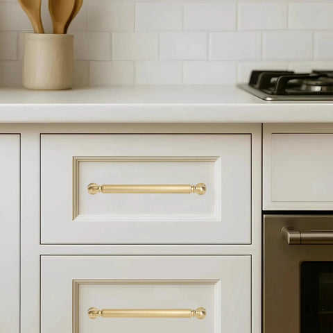 10 Pack Champagne Bronze Finish Heavy Duty Solid Zinc Alloy Cabinet Pulls With 5 Inch Hole Centers on white kitchen drawers