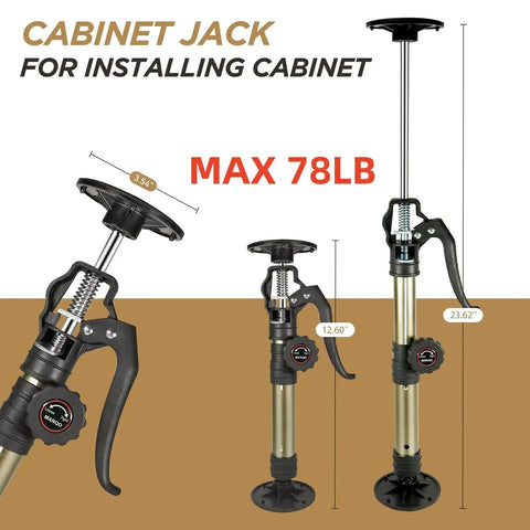 Cabinet Jacks 3rd Hand Pole Extends 12.6 To 23.6 In Supports 156 Lbs 2 Pack, showing extendable poles for cabinets.