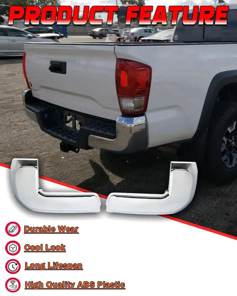 Installed Rear Bumper End Cap For Toyota Tacoma 2016 2023 No Parking Sensors Chrome Cap