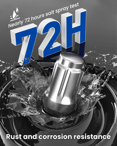 12x1.5 Lug Nuts Six Spline Closed End Chrome Acorn Lug Nuts 1.38 Inch Tall rust resistance test image
