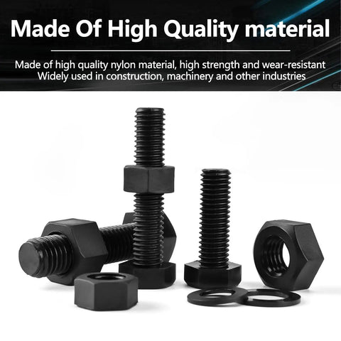 Black Nylon Hex Bolt Nut Washer Kit For Electronics DIY Tinker Friendly 216pcs M4 To M10 Hex Nuts Washers for PCB Mounting