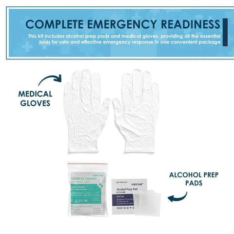 Essential CPR Mask Kit For Adults And Infants Grab-And-Go Emergency Resuscitator Set with nitrile gloves and alcohol prep pads included.