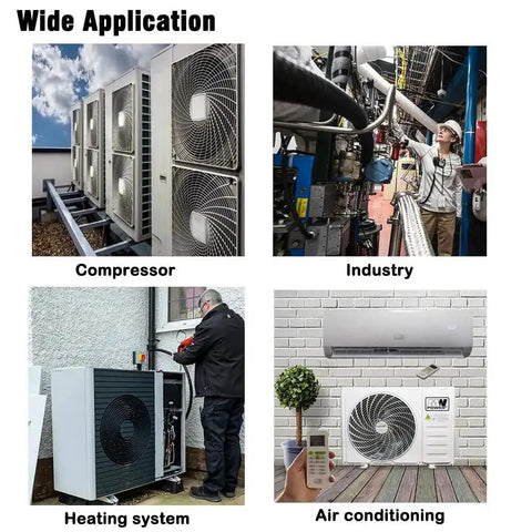 Applications for AC Contactor 1 Pole 25A 24V Workhorse Heavy Duty Relay in compressors, industry, heating systems, and air conditioning.