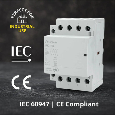 4 Pole AC Contactor With 120V Coil Normally Open, 60A IEC 400V Rating, industrial use, CE compliant, displayed in profile view