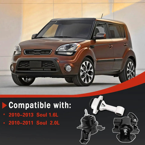 Engine And Transmission Mount Kit For Kia Soul 2010 2011 2012 2013 1.6L And 2010 2011 2.0L L4 Reusable Bracket Set 3pc OE A7190 A71078WO A71020